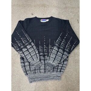 Vintage Sweater Graphix Geometric Knit Pullover - Black / Gray (Men’s Size XL)